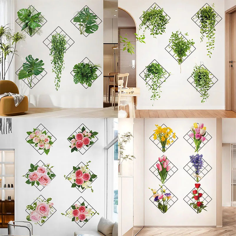 3D Green Plant Wall Stickers