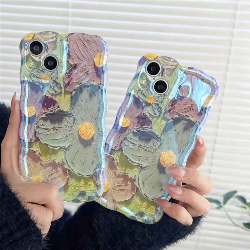 3D Retro Oil Painting Flower Phone Case