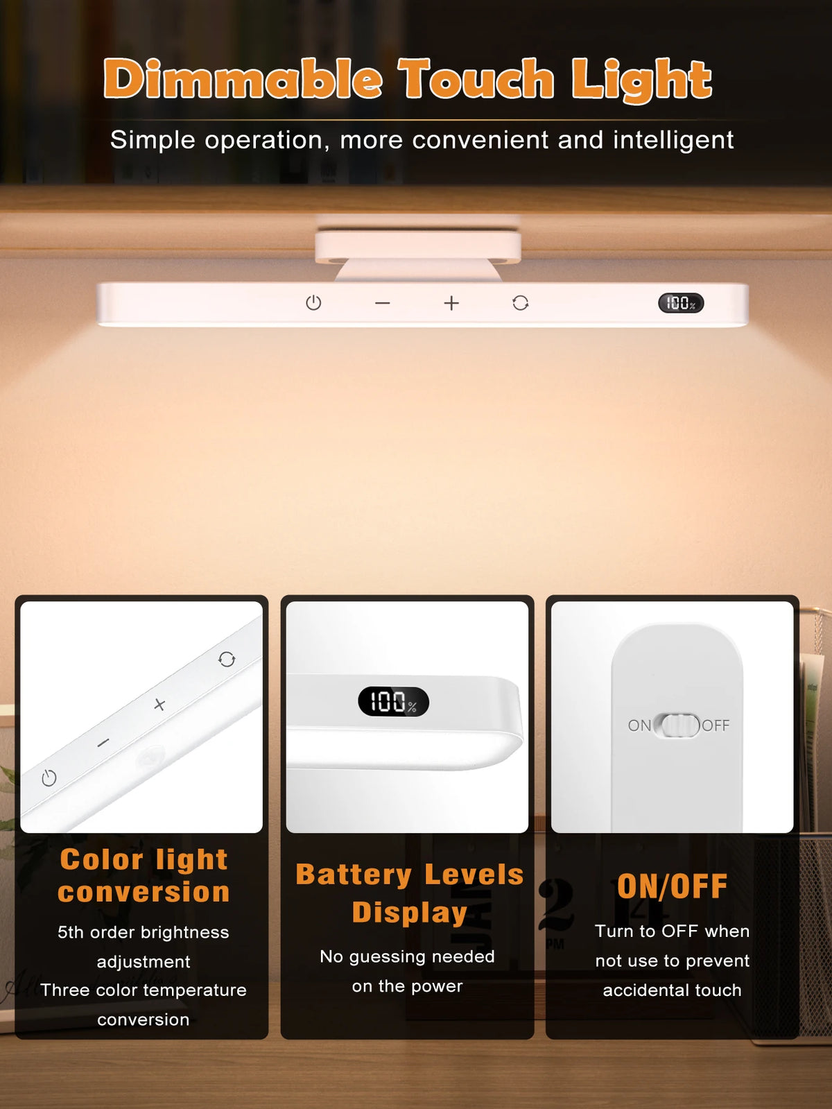 Magnetic Rechargeable Long Battery Life Touch Lamp