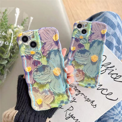 3D Retro Oil Painting Flower Phone Case