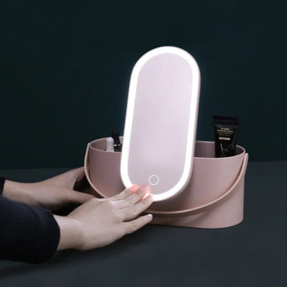 Asey - Travel Portable Makeup Organizer Box With LED