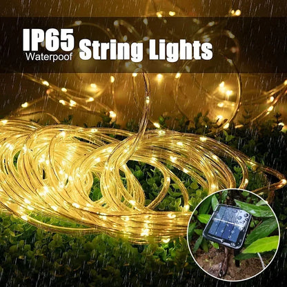 LED Solar Strip Rope Tube Fairy Light Solar Powered Garland String Light Christmas Decor for Outdoor Garden Lawn Tree Yard Fence