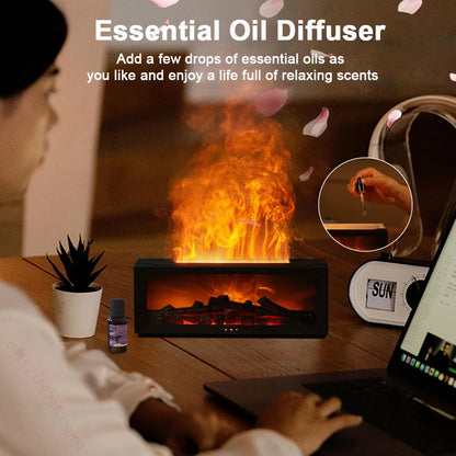 Flame Aroma Humidifier – Essential Oil Diffuseur & Night Light