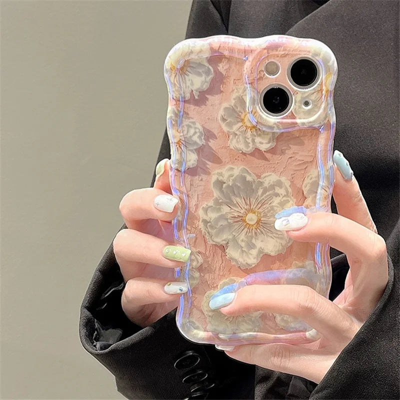 3D Retro Oil Painting Flower Phone Case