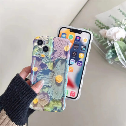 3D Retro Oil Painting Flower Phone Case