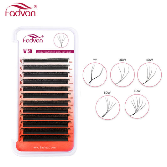 FADVAN YY/3D/4D/5D/6D W Shape Lashes M/C/D Curl Premade Volume Fans Faux Mink Eyelashes Brazilian Volume Natural Soft YY Lashes
