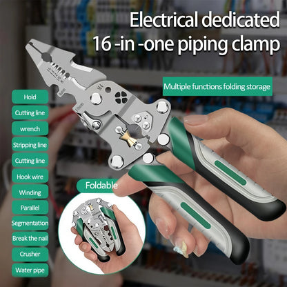 Foldable wire stripper, pulley design multi-function electrician wire splitter wire winding pliers crimping pliers hand tool