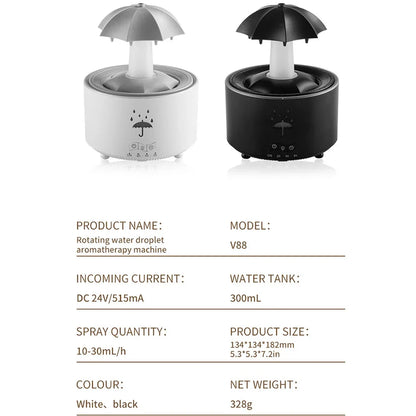 Aromatherapy Rotating Water Droplet Led Umbrella  Humidifier