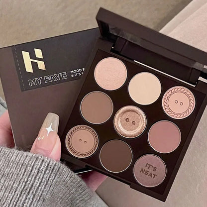 New Nine-Color Sweater Knit Button Eyeshadow Tray Pearl Matte Low Saturation Deep Oat Earth Color