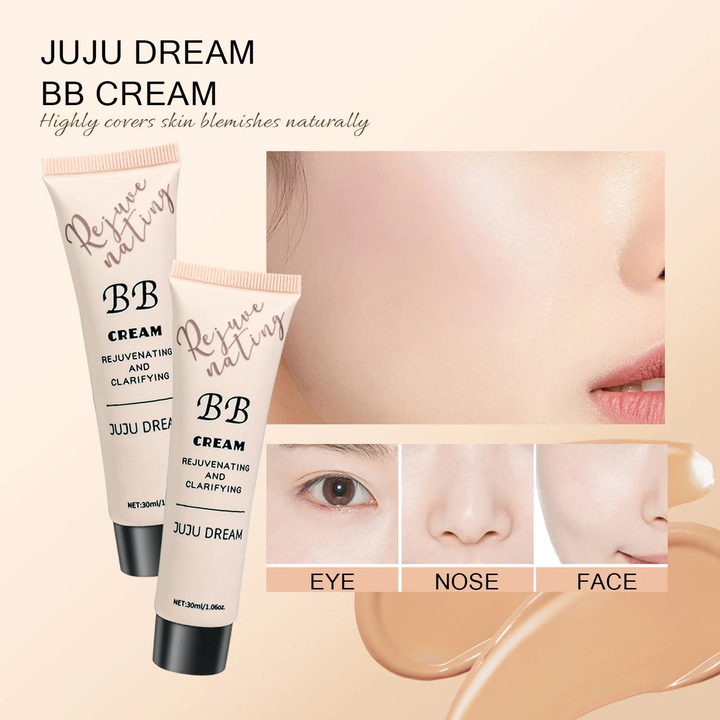 BB cream, isolation cream, liquid foundation, moisturizing, oil control, long-lasting makeup, milk, dry skin, and no powder