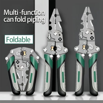 Foldable wire stripper, pulley design multi-function electrician wire splitter wire winding pliers crimping pliers hand tool