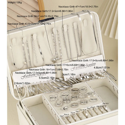 54 Pcs/Set Vintage Elegant Pearl Earrings Ring Heart Pendant Necklace Bracelet For Women Boho Daily Wear Jewelry Set Gifts 2024