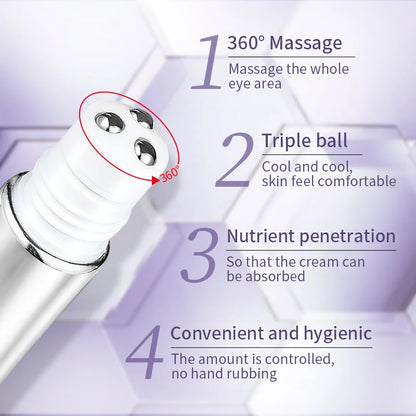 O'CHEAL Anti Wrinkle Anti Dark Circle Eye Cream Roller Massager Moisturizing Eye Bags Anti Aging Hyaluronic Acid