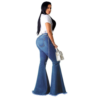 Black High Waist Distressed Flare Jeans